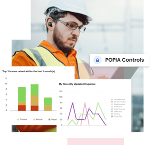 Engineer reviewing engagement reports, with POPIA controls in Tractivity
